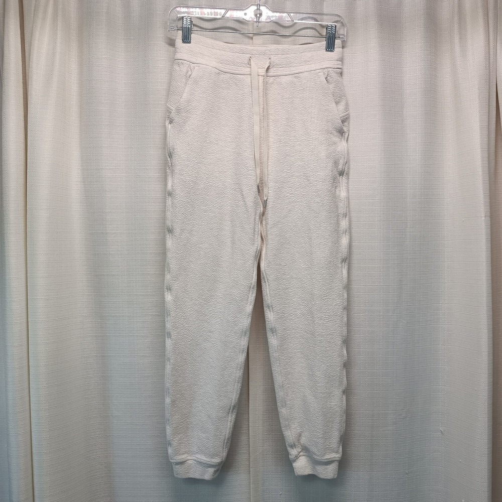 Lululemon Waffle Knit Joggers Cream White Textured Drawstring Sweatpants Size 4